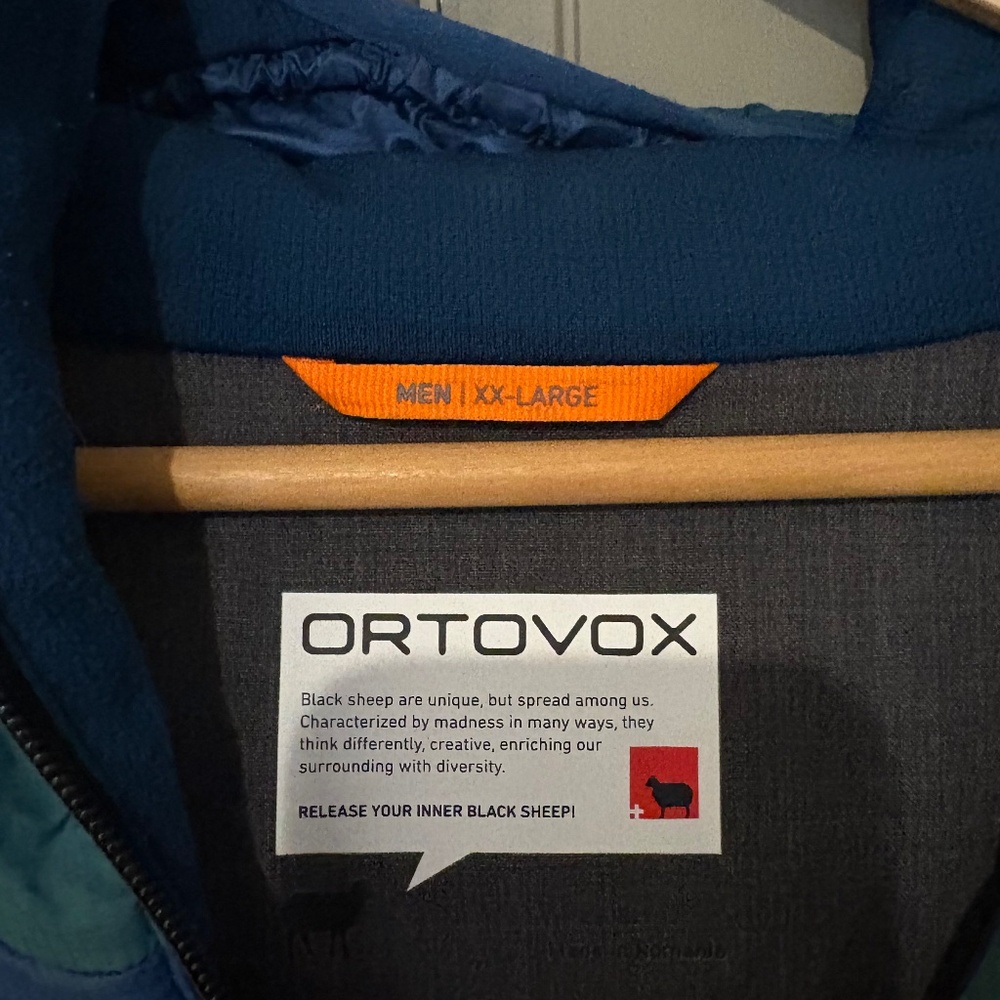 Ortovox Swisswool Zinal Wool Down Jacket Navy and Green Men’s XXL - Picture 3 of 4